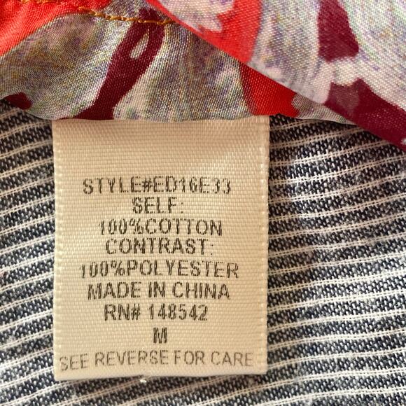 Aratta Silent Journey Mixed Print Flannel Chiffon Button Up Shirt Boho Size MED - Picture 14 of 15